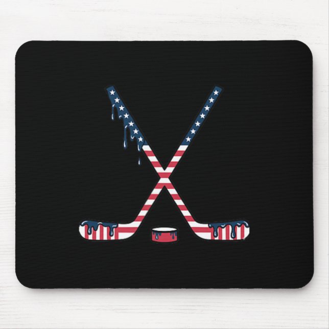 Mousepad Hockey Ice Cream Drip American Flag Hockey Youth B (Frente)
