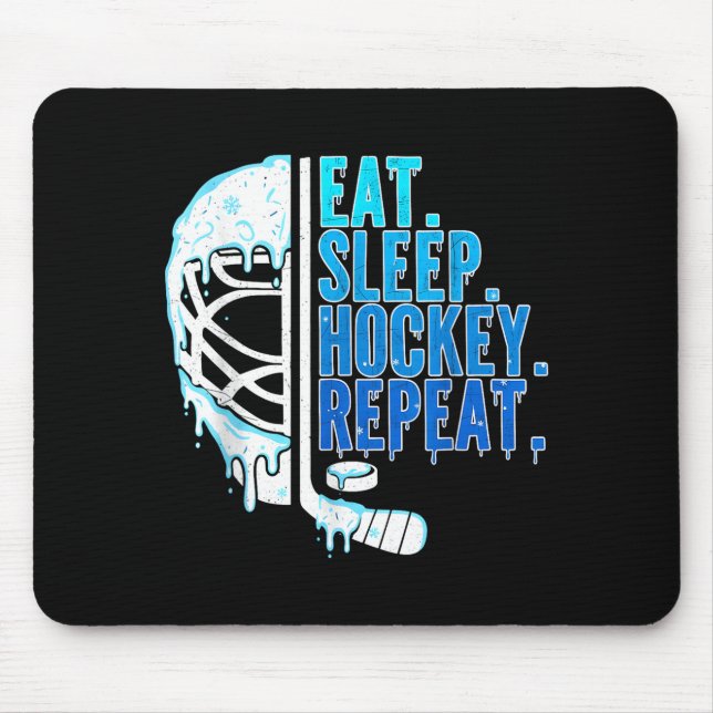 Mousepad Hockey Ice Cream Drip Eat Sleep Hockey Repeat Boys (Frente)