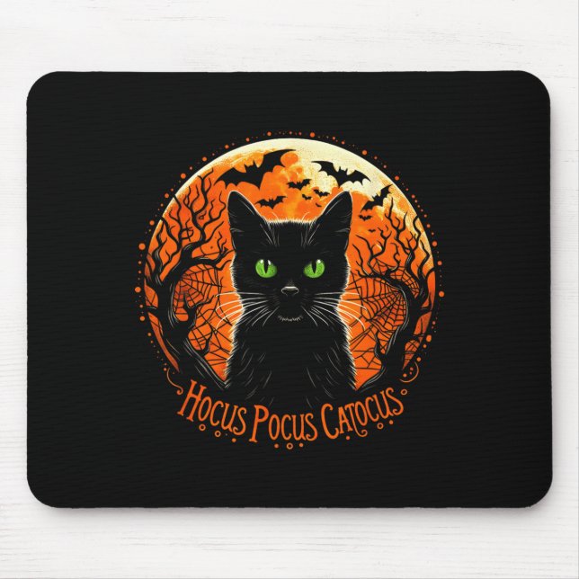 Mousepad Hocus Pocus Catocus Halloween Amante de Gato Preto (Frente)