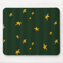 Mousepad Holiday Green Yellow Stripe Star Christmas