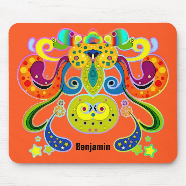 Mousepad holiES - vaca sagrada feliz abstrata + suas ideias (Frente)