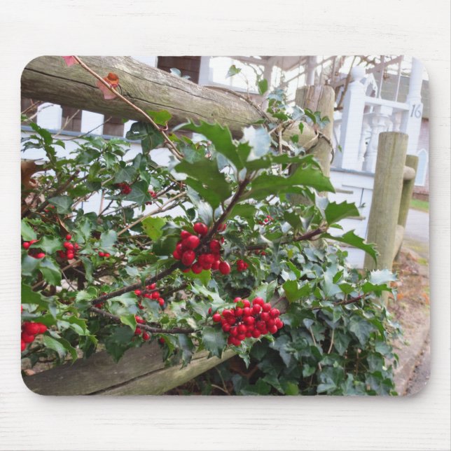 Mousepad Holly Berries e Cerca - Martha's Vineyard (Frente)