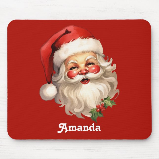 Mousepad Holly Jolly Santa Claus Retro Natal (Frente)