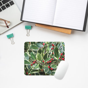 Mousepad Holly Leaves e Red Berries Seasonal