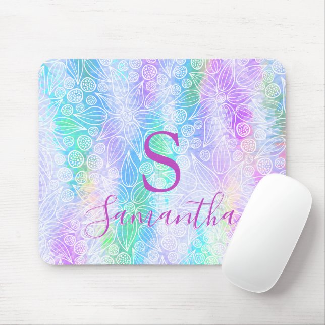 Mousepad Holographic Girly Monogramed Iridescente (Com mouse)