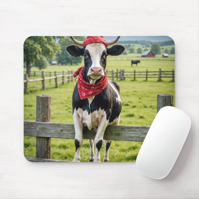 Mousepad Holstein numa cerca de Fazenda (Com mouse)
