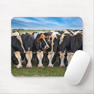 Mousepad Holstein Vaca Vestindo chapéu de vaqueiro