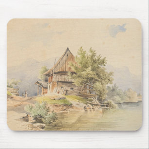Mousepad Holzhütte am See - Carl Lafite