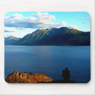 Mousepad Homem agita luz solar no Alasca