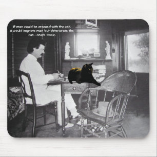 Mousepad Homem cruzado com gato? - Mark Twain