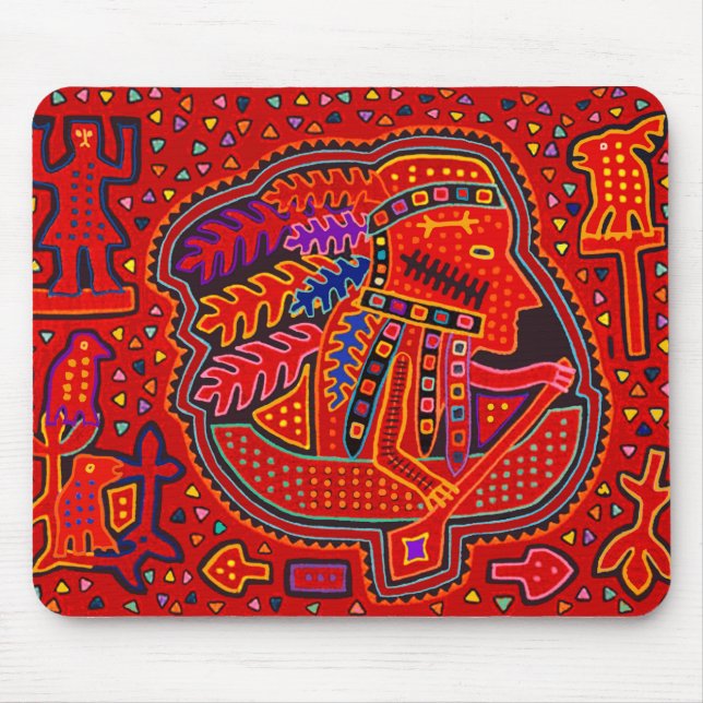 Mousepad Homem Cuna Indiano em Canoa (Frente)