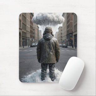 Mousepad Homem da Cidade Sob uma Nuvem de Neve