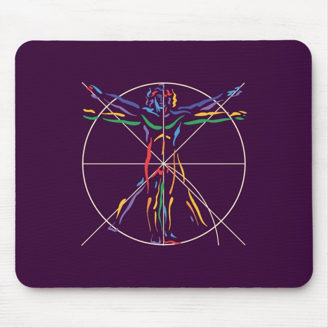 Mousepad Homem de Anatomia da DaVinci nas cores de Chakra (Frente)