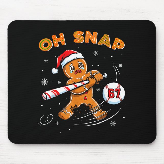 Mousepad Homem de gengibre engraçado Oh Snap 67 Meme de bei (Frente)