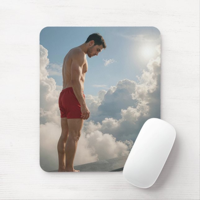 Mousepad Homem em uma prancha de mergulho nas nuvens (Com mouse)