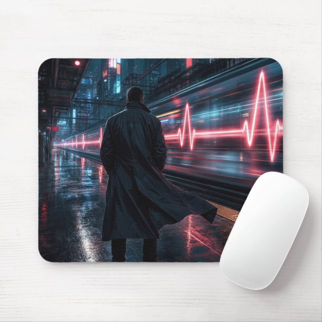 Mousepad Homem Esperando na Estação de Trem (Com mouse)