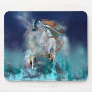 Mousepad Homem-fantasma indiano e lobo-chefe de etnia triba