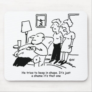 Mousepad Homem Obeso Com Sobrepeso Tenta Manter O Ajustado 