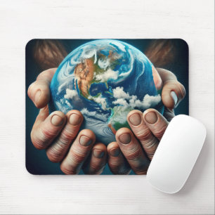 Mousepad Homem segurando planeta Terra