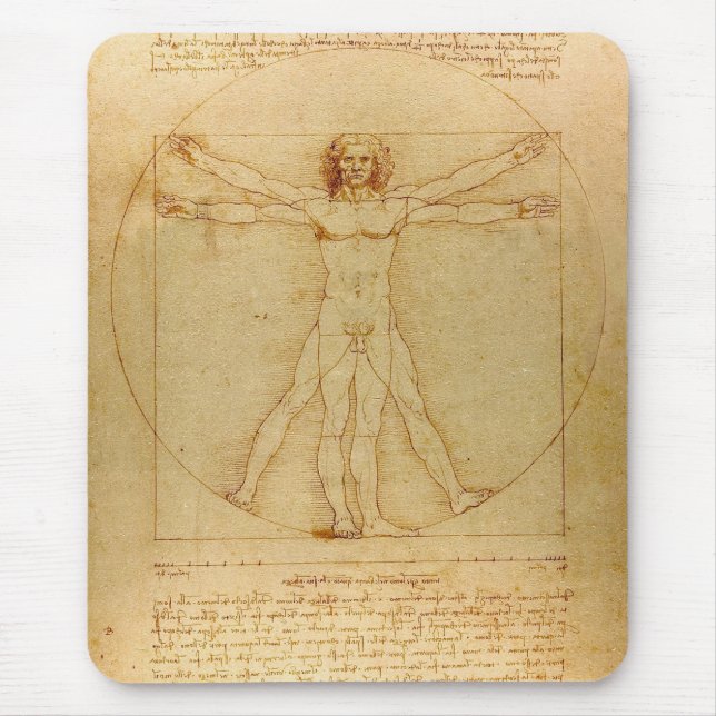 Mousepad Homem Vitruviano por Leonardo Da Vinci (Frente)