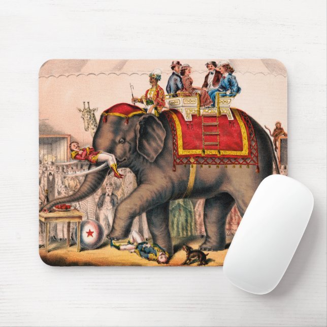 Mousepad Homens Executando Um Ato De Circo Com Um Elefante. (Com mouse)