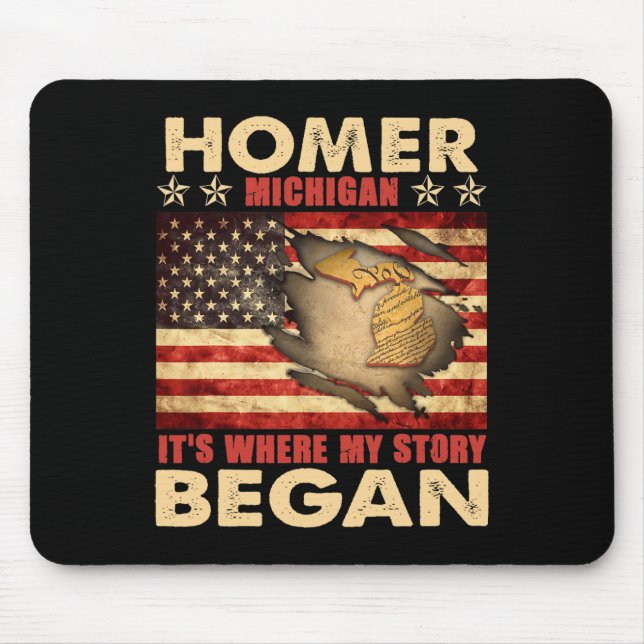 Mousepad Homer Michigan EUA Bandeira 4 De Julho  (Frente)