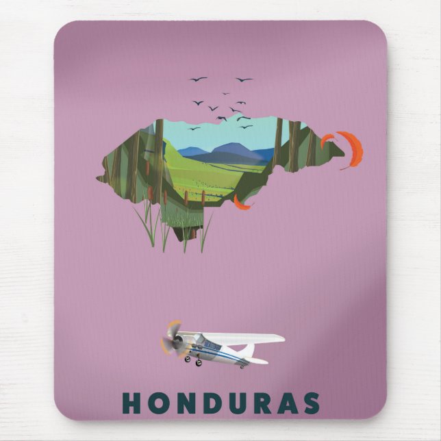Mousepad Honduras mapa ilustrado pôster de viagem (Frente)