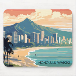 Mousepad Honolulu Waikiki Beach Hawaii Panorama View Beach