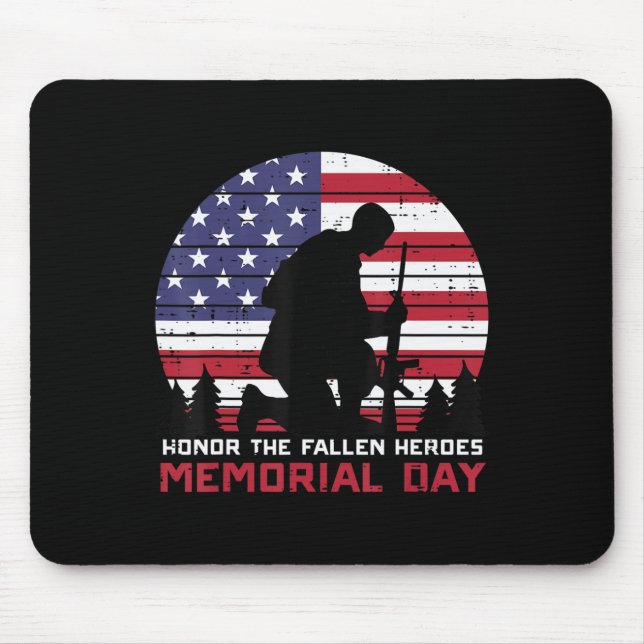 Mousepad Honra O Memorial Fallen Heroes Dia dos EUA Bandeir (Frente)