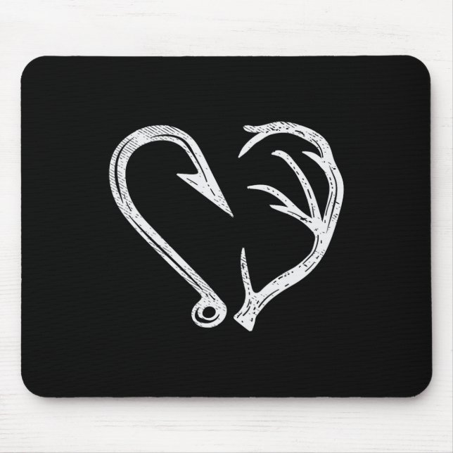 Mousepad Hook Antler Heart Love Pescar Peixes Caçadores Vea (Frente)
