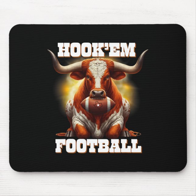 Mousepad Hook'em Estado do Texas Futebol Com Cabelo E Chifr (Frente)