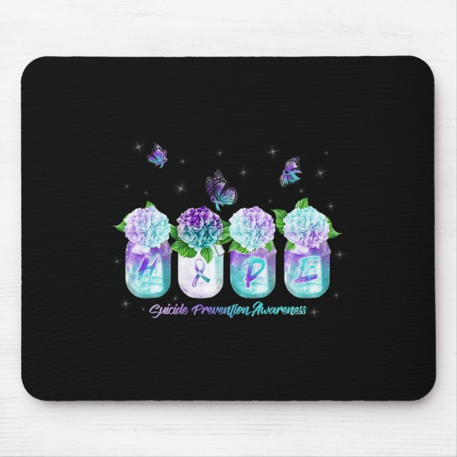 Mousepad HOPE Hipotrofia Flor Borboleta Suicídio Prevenção (Frente)