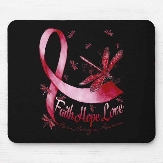 Mousepad Hope Love Brain Aneurysm Sensibilização Dragonfly (Frente)