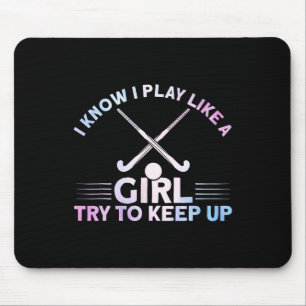 Mousepad Hóquei em Campo Aquarela Eu Jogo Como Uma Garota
