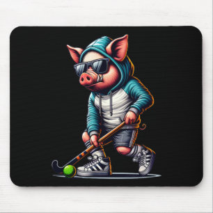 Mousepad Hóquei em Campo Porco com Capuz e Óculos de Sol St