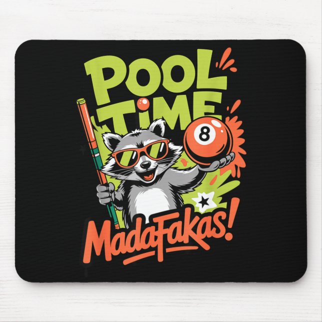 Mousepad Hora da piscina seus malucos jogador de bilhar gua (Frente)