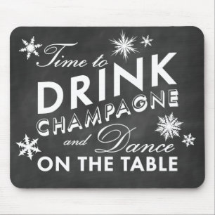 Mousepad Hora de Beber Champanhe Feriado Quadro de Giz Mous
