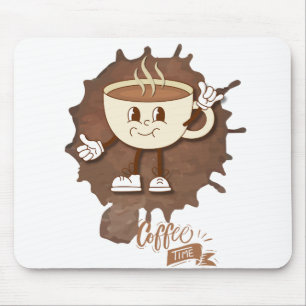 Mousepad **Hora do Café – Xícara Sorridente e Vapor 