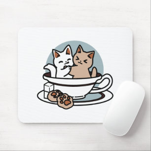 Mousepad Hora do Tea Meow - Design de Gato e Chá