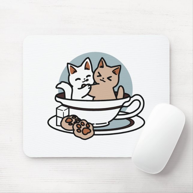 Mousepad Hora do Tea Meow - Design de Gato e Chá (Com mouse)