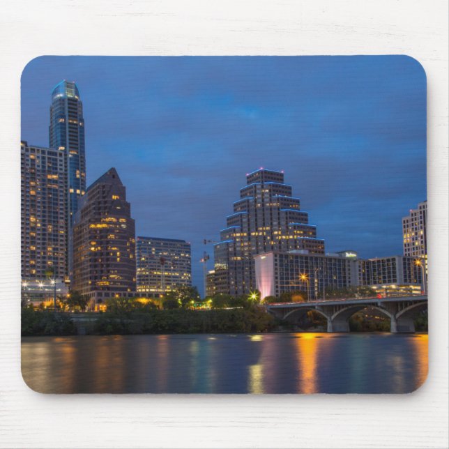 Mousepad Horizonte da Cidade Refletido no Lago Lady Bird (Frente)