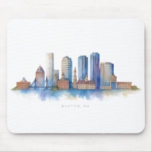 Mousepad Horizonte de Boston em Aquarela Moderno Boston M