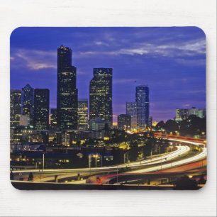 Mousepad horizonte de Seattle, Washington à noite