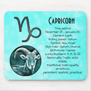 Mousepad Horoscope Sinal Capricórnio Zodiac Traços Aniver