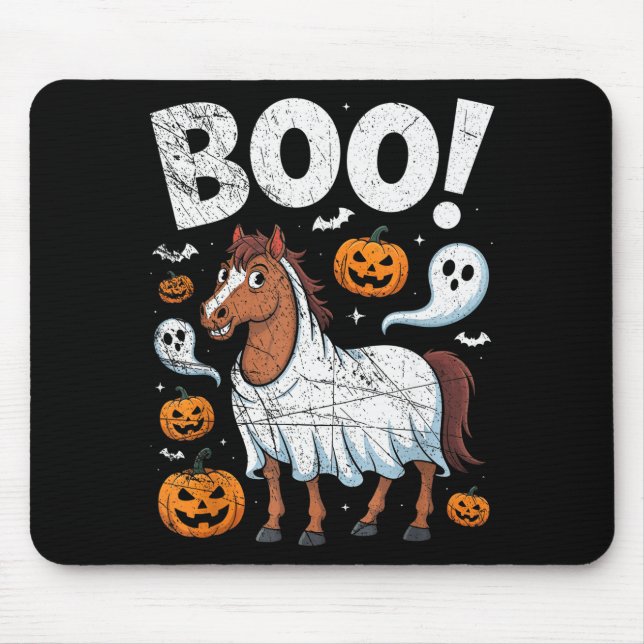 Mousepad Horse Ghost Costume Funny Equestrian Horses Lover  (Frente)
