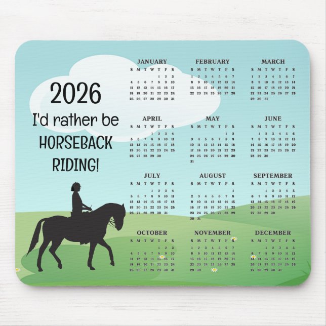 Mousepad Horseback Riding 2025 Calendar (Frente)