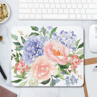 Hortênsia Peônia Floral Azul Rosa Aguarela Primave