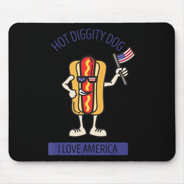 Mousepad Hot Diggy Dog 4 de julho Picnic de CHURRASCO Patri (Frente)