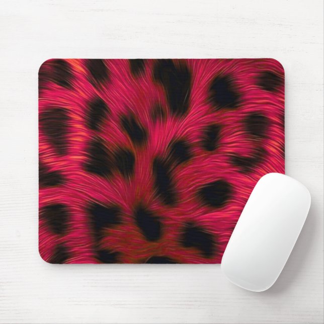 Mousepad Hot Pink Leopard Print Faux  (Com mouse)