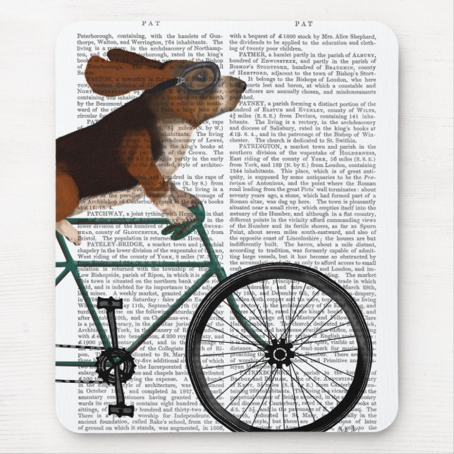 Mousepad Hound Basset na Bicicleta (Frente)